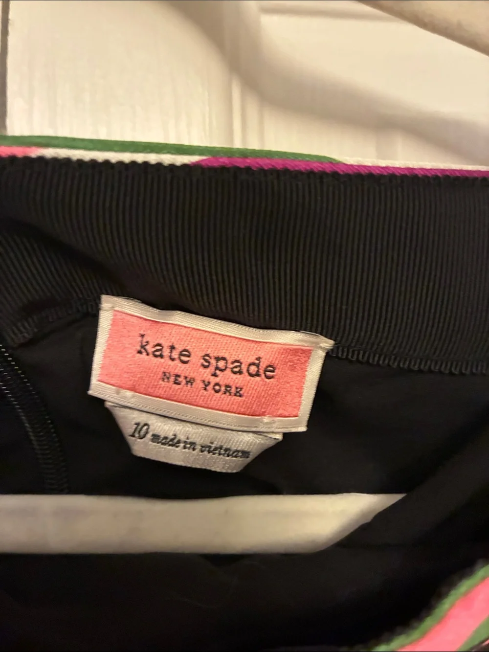 Kate Spade metallic festive stripe A-Line  Skirt in Black, Pink & Green